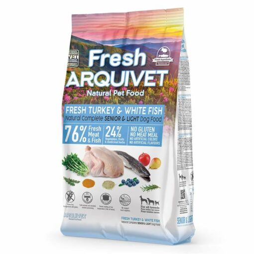 Arquivet Fresh dinde et poisson blanc senior et light – Chien – 10Kg