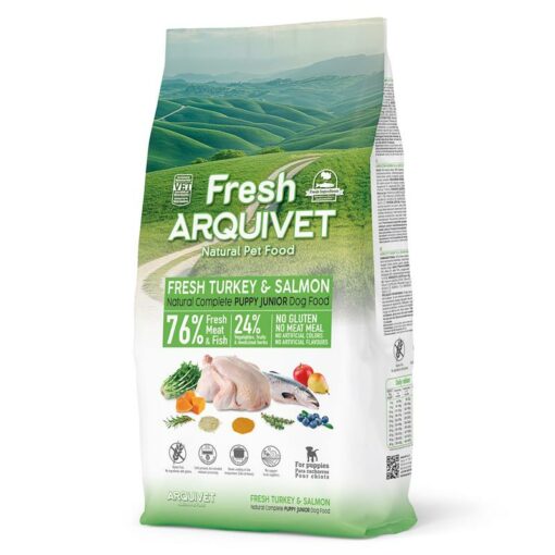 PUPPY JUNIOR Fresh Turkey & Salmon - Dinde et saumon frais - Aliment semi-humide pour chiots - 10Kg